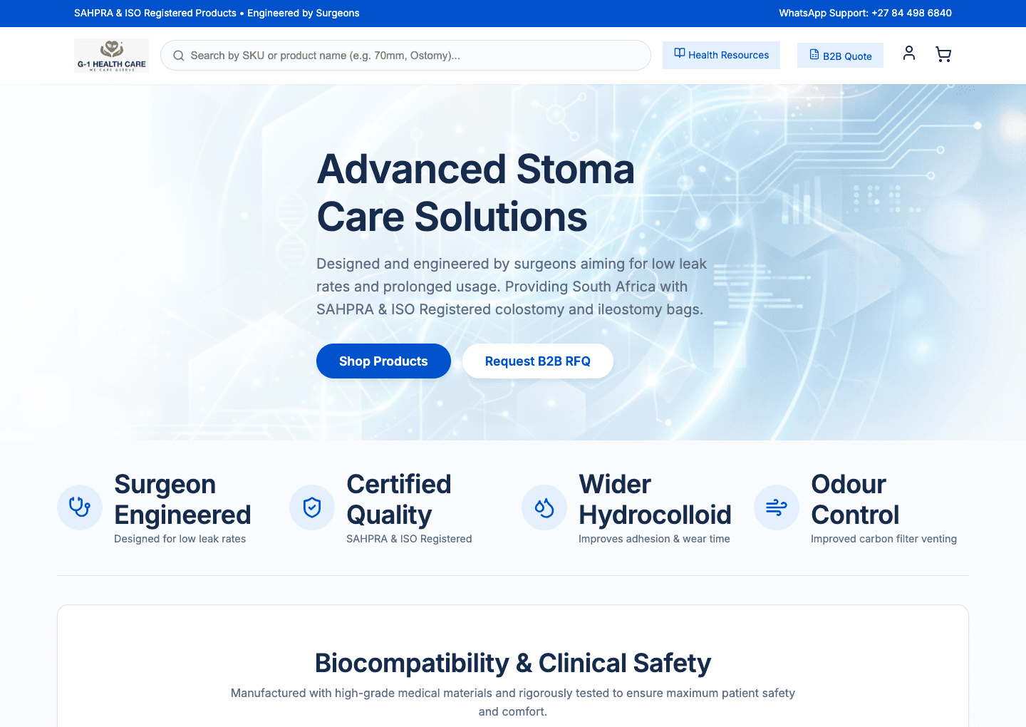 G1 Healthcare public website screenshot