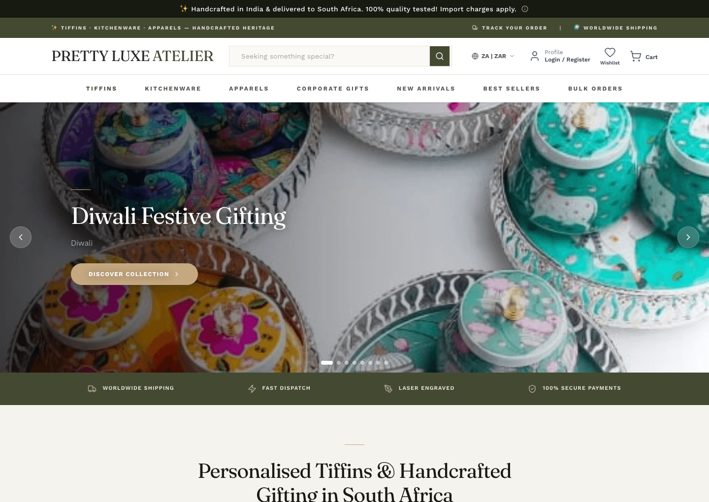 Pretty Luxe Atelier public website screenshot